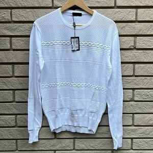 Tombolini White Cotton Crewneck Knit Sweater M